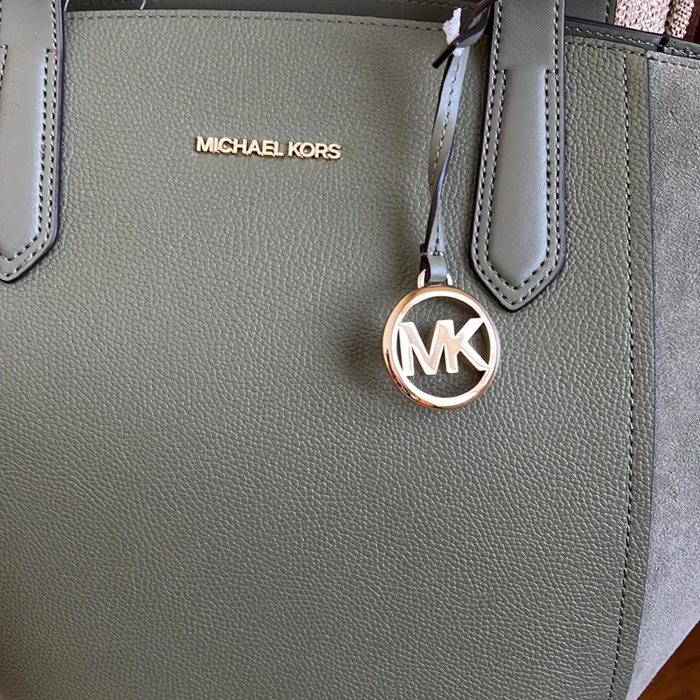 Michael Kors Portia Large Tote Leather Army Green - Picture 3 of 13